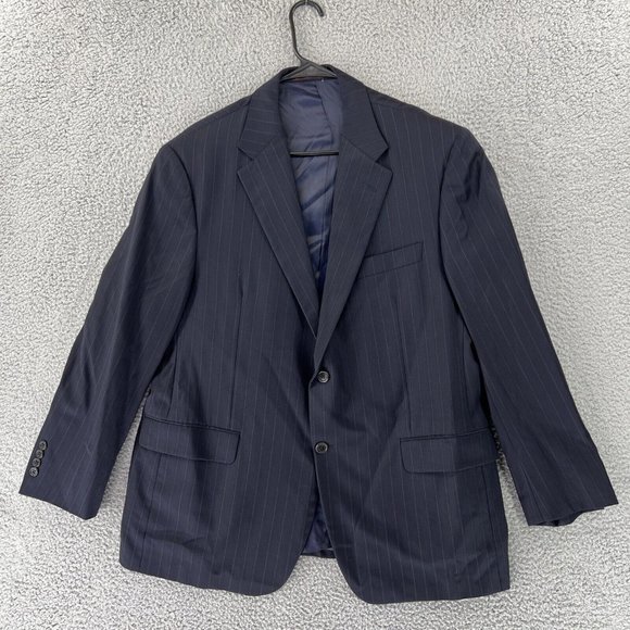 Hickey Freeman Loro Piana Tasmanian Jacket Men 44R Super 150’s Blue Stripe READ - Picture 1 of 15